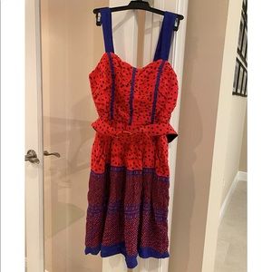 New XOXO Size 7 Navy and Orange Belted Dress